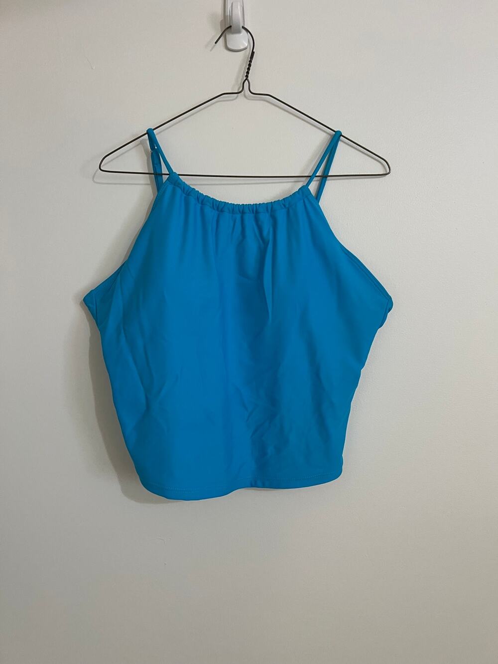 Janela Bay High Neck Tankini Swim Top Womens XL Turquoise Blue Adjustable‎ Strap